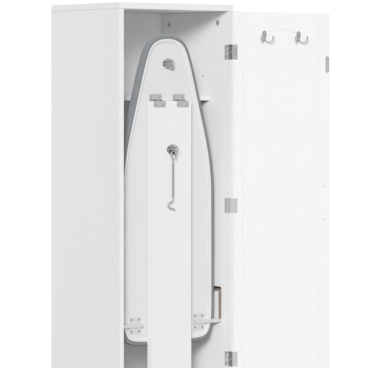 Uforic Ironing Board with Storage Cabinet, Ironing Board Cabinet, Foldable Ironing Board with Support Leg, White