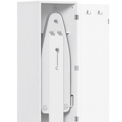 Uforic Ironing Board with Storage Cabinet, Ironing Board Cabinet, Foldable Ironing Board with Support Leg, White