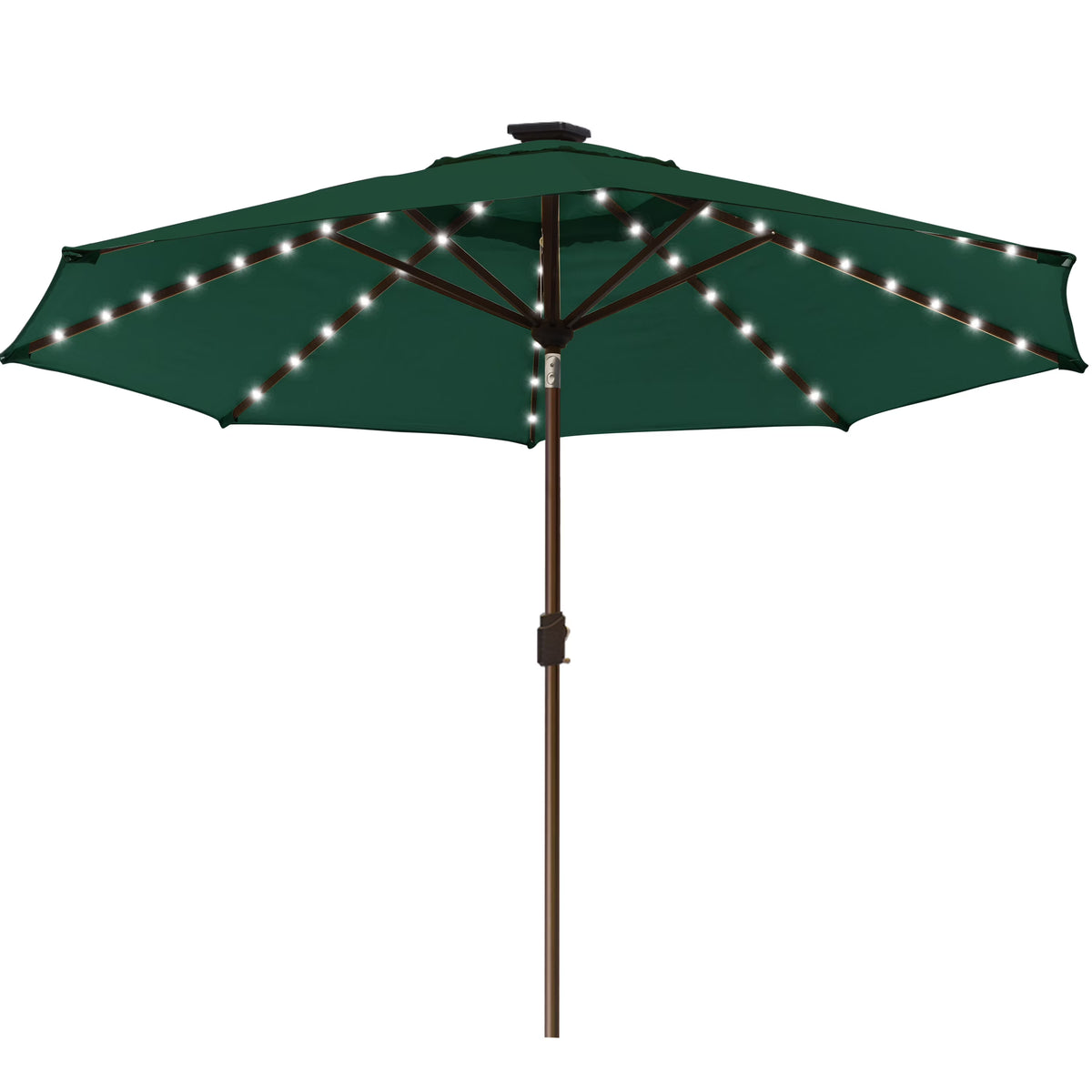 EliteShade Sunbrella Solar Umbrellas 9ft Market Umbrella with 80 LED Lights Patio Umbrellas Outdoor Table Umbrella with Ventilation and 5 Years Non-Fading Top,Ruby