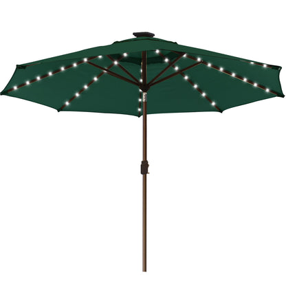 EliteShade Sunbrella Solar Umbrellas 9ft Market Umbrella with 80 LED Lights Patio Umbrellas Outdoor Table Umbrella with Ventilation and 5 Years Non-Fading Top,Ruby