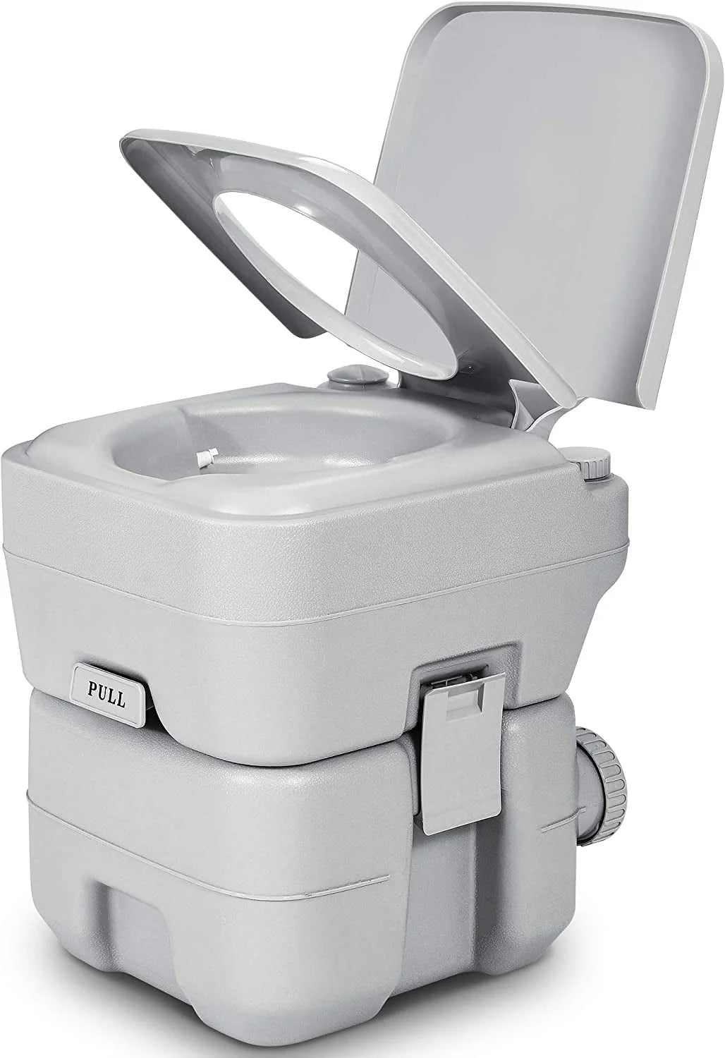Dextrus 5.3 Gallon Portable Toilet With Detachable Tank, Double Outlet Water Spout, Press Flush Pump, Travel RV Potty for Camping, Boating, Hiking, Trips, White&Gray