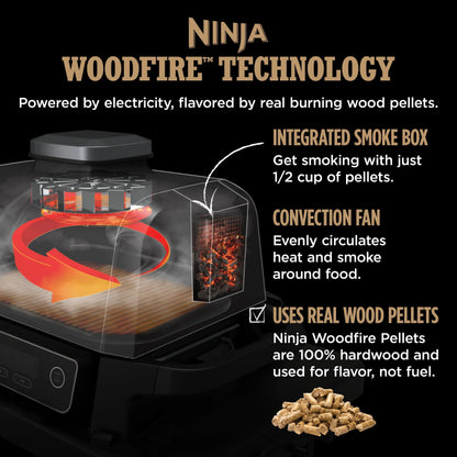 Ninja Woodfire 3-in-1 Outdoor Grill, Master Grill, BBQ Smoker, & Outdoor Air Fryer with Woodfire Technology, OG700