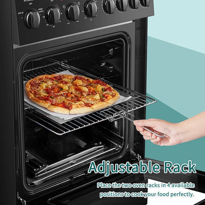 Lanbo 24 in 2.9 CU ft Freestanding Electric Range with Rotisserie and True Convection Oven and Timer