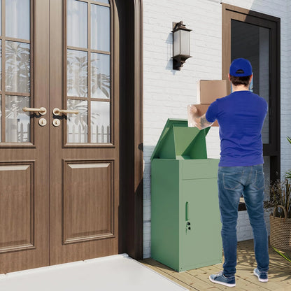 AECOJOY Package Delivery Boxes for Outside Parcel Drop Box Outdoor Storage Box Wall Mounted Express Mail Package Delivery Box 17" x 16" x 38.3" Black