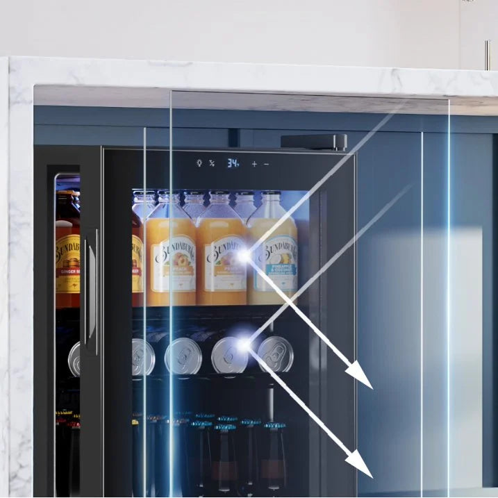 Yeego Beverage Refrigerator Cooler, Freestanding Beverage Fridge with Glass Door,95 Cans