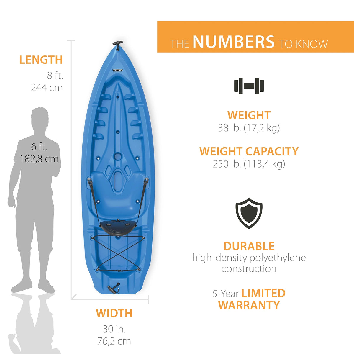 Lifetime Lotus 8 ft Sit-On-Top Kayak, Blue (90112)