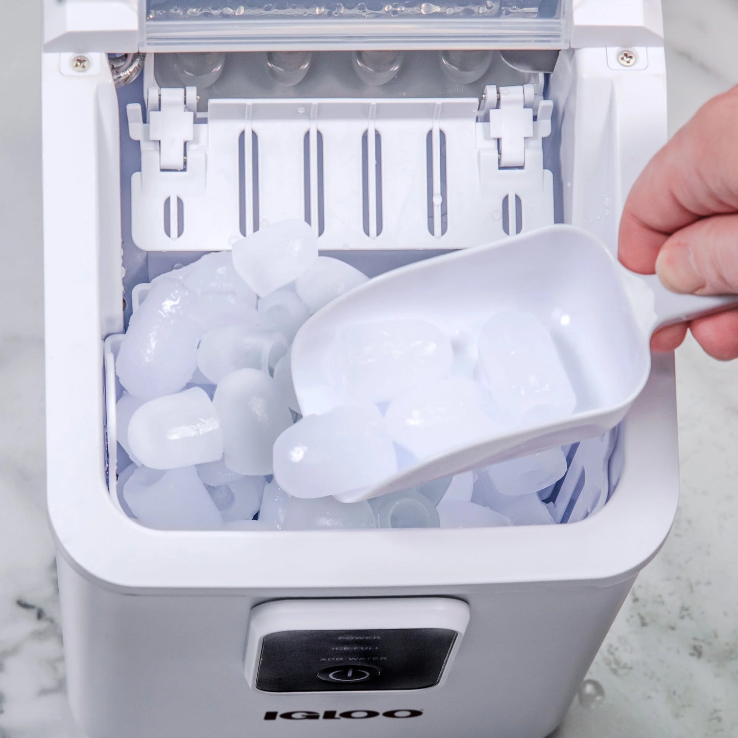 Igloo Self-Cleaning Countertop Ice Maker - Compact and Portable - Creates 26 lbs. Per Day, 8 Pieces Ready Every 7-8 Minutes - Includes Ice Scoop and Basket - Aqua