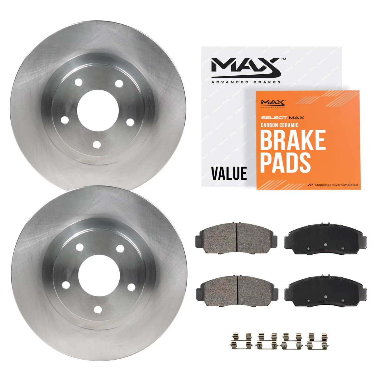 Max Advanced Brakes - Brake Kit for 2006-2011 2012 2013-2018 Dodge Ram 1500 5 Lug 2007-2009 Dodge Durango Front Replacement Cross Drilled Disc Brake Rotors and Ceramic Brake Pads