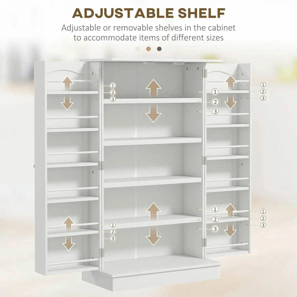 Spaco 17-Tier Kitchen Small Pantry Cabinet with 2 Doors and 6 Adjustable Shelves, Cabinet Pantry, Freestanding 5-Tier Shelving Pantries for Kitchen Storage, Gray