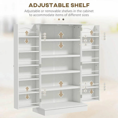 Spaco 17-Tier Kitchen Small Pantry Cabinet with 2 Doors and 6 Adjustable Shelves, Cabinet Pantry, Freestanding 5-Tier Shelving Pantries for Kitchen Storage, Gray