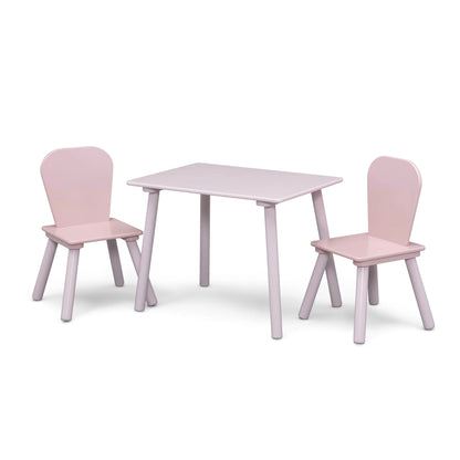 Delta Children 4-Piece Toddler Playroom Set �C Includes Play Table, 2 Chairs and 6 Bin Toy Organizer with Reusable Vinyl Cling Stickers, Light Pink/Dark Pink