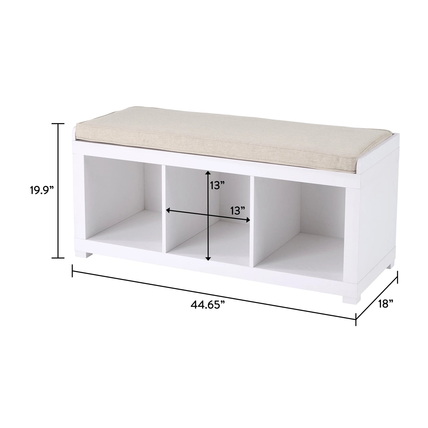 Better Homes & Gardens 3-Cube Storage Bench, White Texture