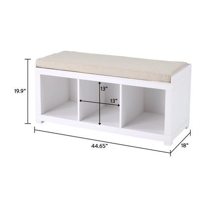 Better Homes & Gardens 3-Cube Storage Bench, White Texture