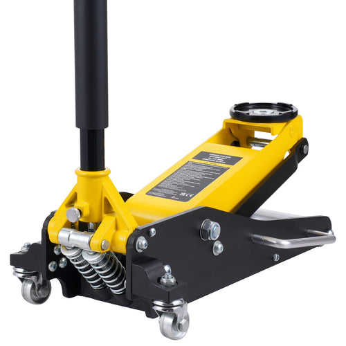 KFFKFF Low Profile Floor Jack, 2 Ton Capacity, Dual Piston Fast Pump, Hydraulic Auto Jack, 3.2"-14.6" Lift Range, Robust for Racing & Heavy Duty Use (Yellow)
