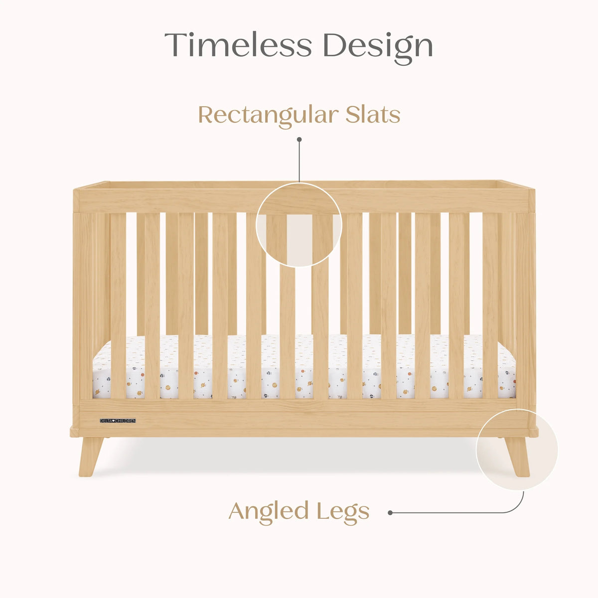 Delta Children Frankie 4-in-1 Convertible Crib - Greenguard Gold Certified, Black with Natural