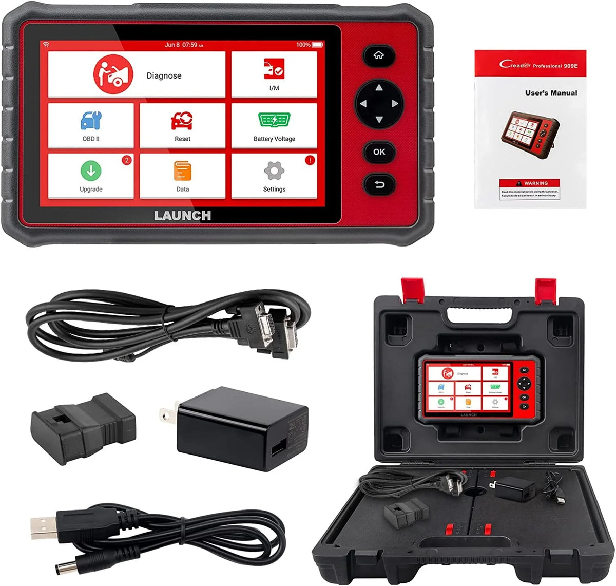 LAUNCH CRP909E OBD2 Scanner Car Diagnostic Scan Tool, OE-Level All System Diagnostic Scanner with 28 Free Maintenance Functions, IMMO, 2 Years Free Update