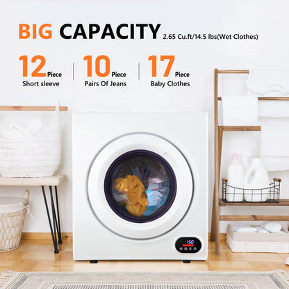 EUHOMY 1.8 Cu. ft. Compact Electric Dryer with LCD Touch Panel for Home, Apartment, Dorm