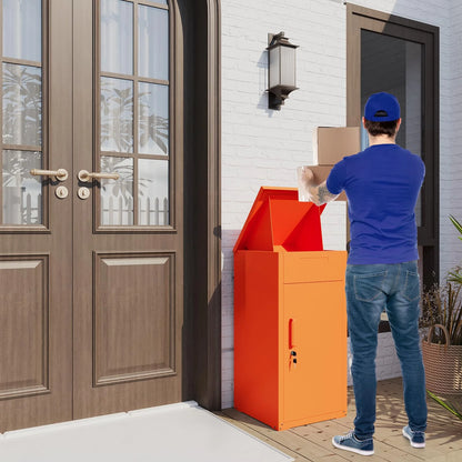 AECOJOY Package Delivery Boxes for Outside Parcel Drop Box Outdoor Storage Box Wall Mounted Express Mail Package Delivery Box 17" x 16" x 38.3" Black