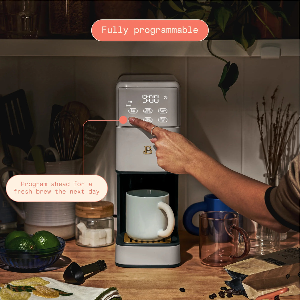 Beautiful Perfect Grind�?Programmable Single Serve Coffee Maker, White Icing by Drew Barrymore