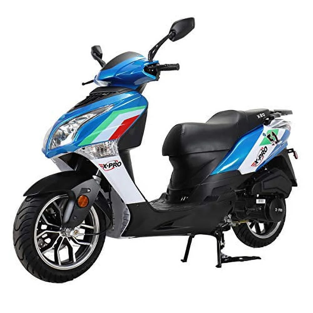 X-Pro Brand New 150cc Gas Moped Motorcycle, 13" Aluminum Wheels, Electric/Kick Start Large Headlights!