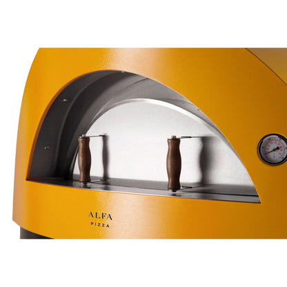 Alfa Allegro Outdoor Steel Italian Wood Fired Pizza Oven with Base, Yellow