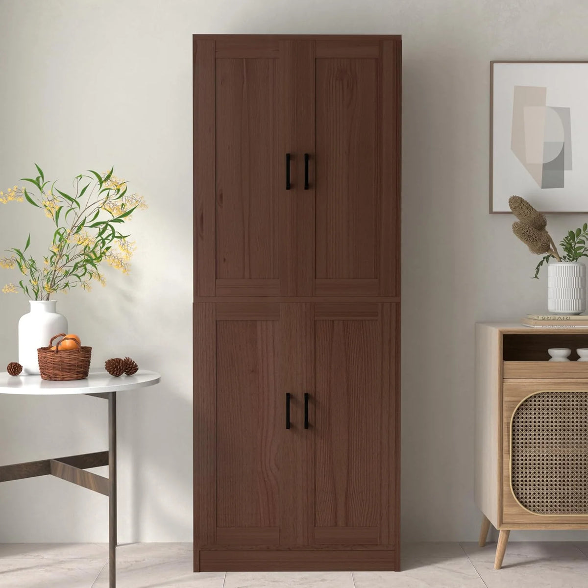 DIYART White Kitchen Pantry Cabinet, 71" Tall Kitchen Storage Cabinet with doors, Kitchen Pantry Hutch with Storage for Kitchen, Dining Room
