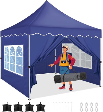 SANOPY 10' x 20' Pop up Canopy Party Tent with 6 Removable Sidewalls, Wave Eave Outdoor Waterproof Patio Gazebo Tent with Carry Bag, Backyards Camping Picnics, Black