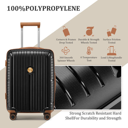 Joyway 5 Piece Luggage Sets Hardshell Lightweight Suitcase with TSA Lock Spinner Wheels-Orange