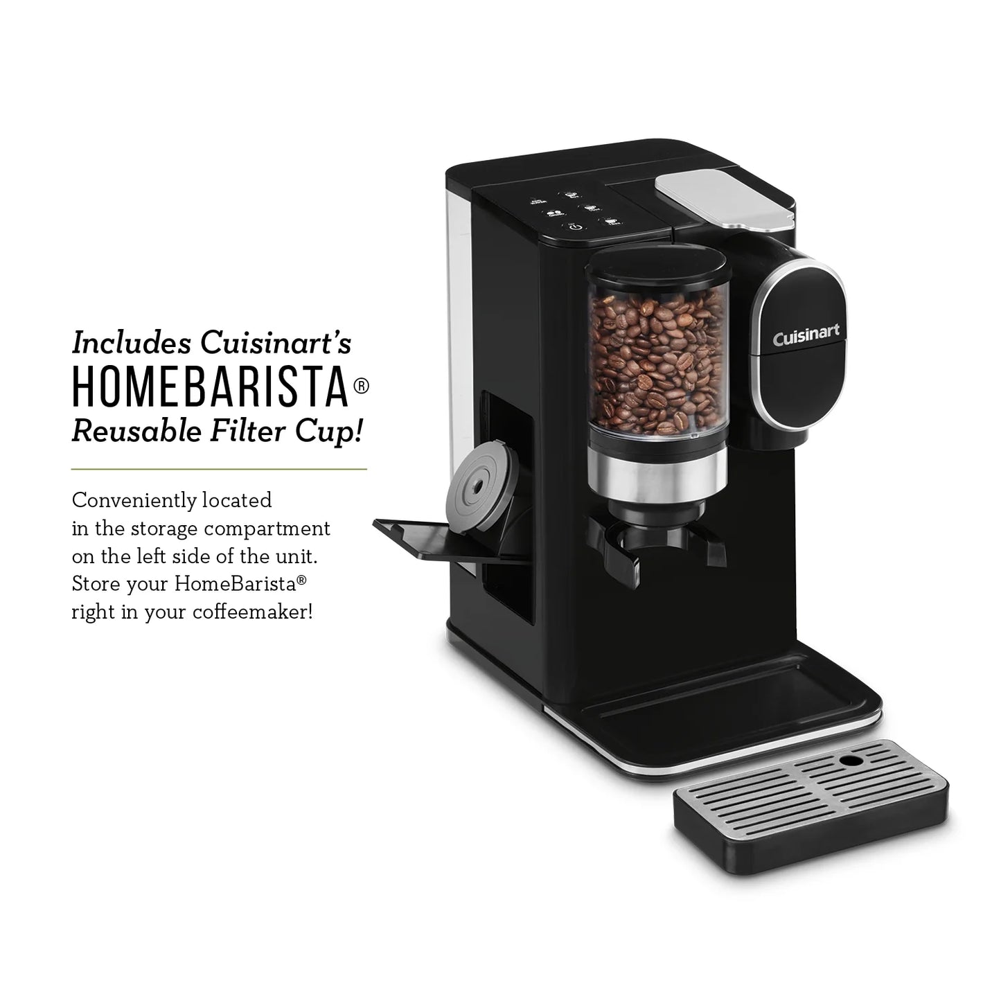 Cuisinart Grind & Brew Classic Black Single Serve Coffee Maker with Built-In Grinder