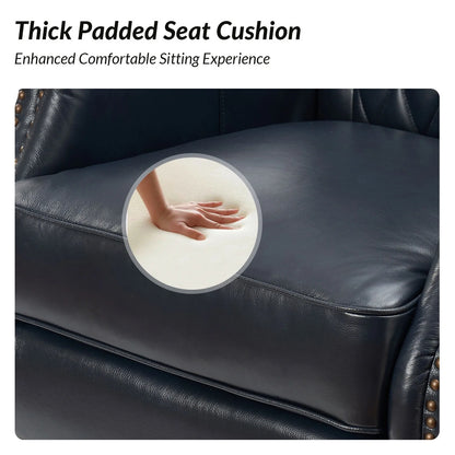 Traditional Genuine Leather Accent Chair with Nailhead Trim Tufted Armchair for Living Room Camel