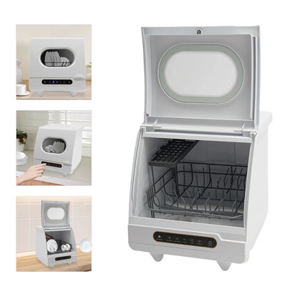 ToppiJoy Portable Countertop Dishwasher with 5 Washing Functions, Quick Wash, Sterilization & Energy-Saving Design �C Ideal for Small Kitchens, Apartments, and Family Homes