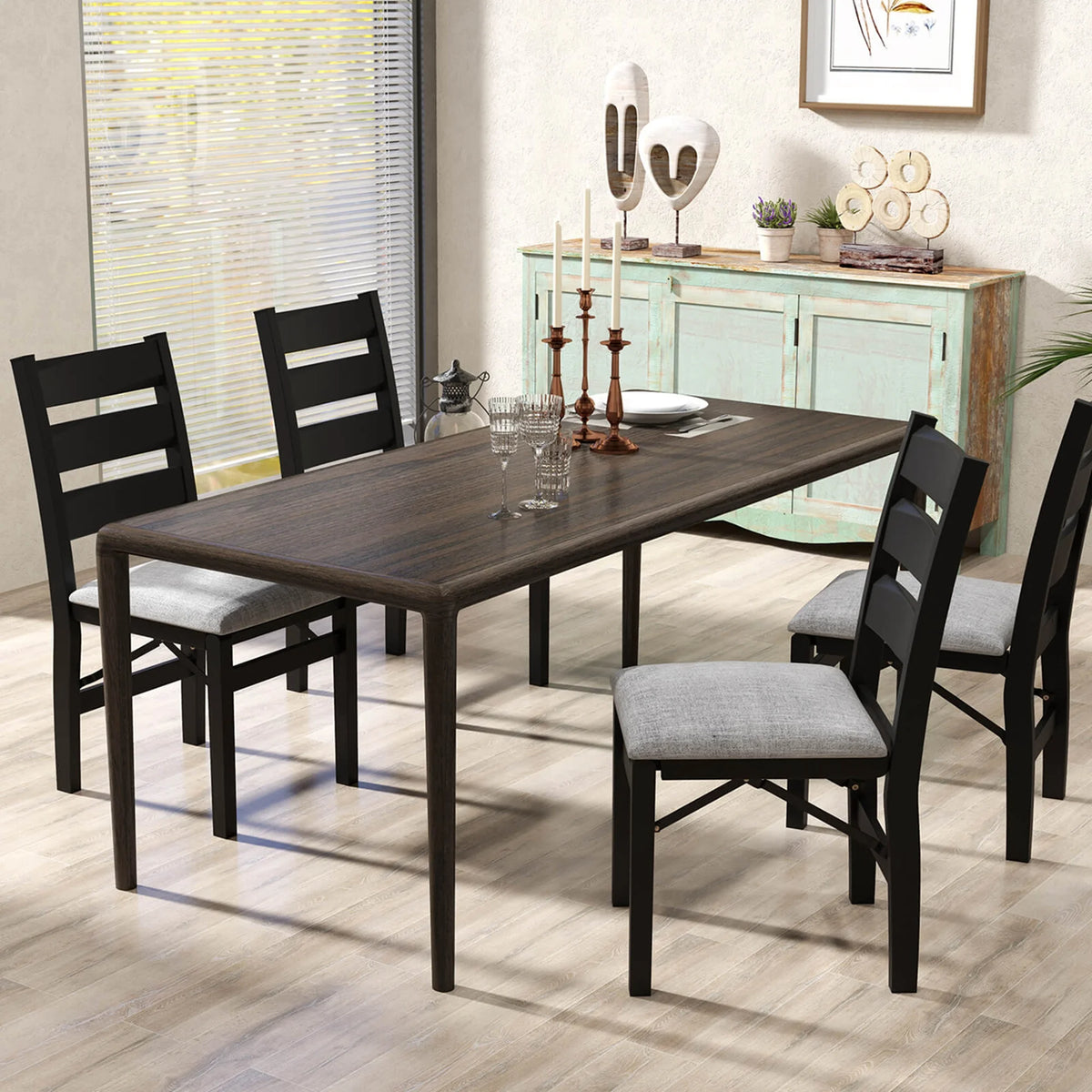 Costway Folding Chairs Set of 2 Modern Upholstered Chairs with Comfy Backrest & Padded Seat