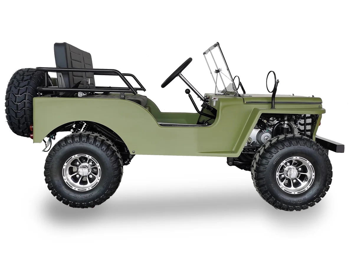 SYX MOTO 125cc Go Kart 4-Wheeler, 3-Speed + Reverse, Electric/Kick Start, 35 MPH Max Speed for Teens & Adults, Matte Green