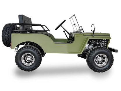 SYX MOTO 125cc Go Kart 4-Wheeler, 3-Speed + Reverse, Electric/Kick Start, 35 MPH Max Speed for Teens & Adults, Matte Green