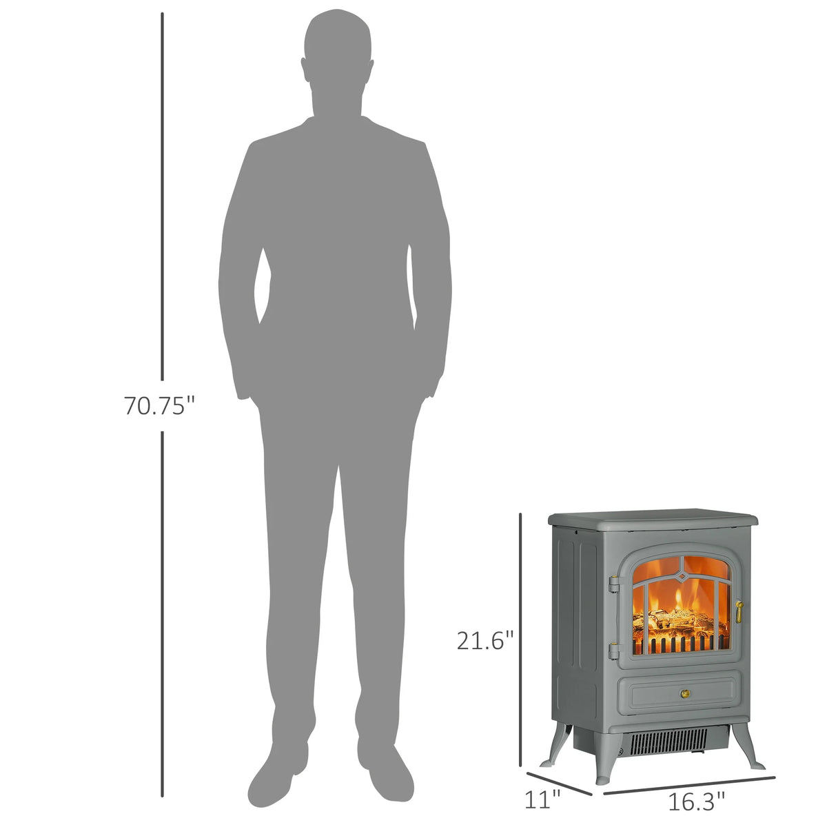 HOMCOM Electric Fireplace Heater with Realistic LED Flames Beige