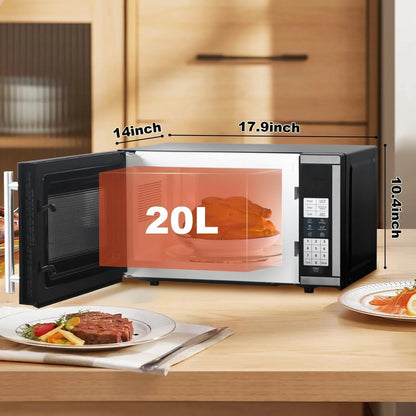 SMAD Countertop Microwave Oven 700W 10 Power Levels 6 Auto Menus 0.7 cu ft