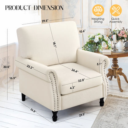 COOLHUT Modern Accent Chair Armchair, Linen Fabric Upholstered Comfy Single Sofa with Solid Wood Frame for Living Room, Gray