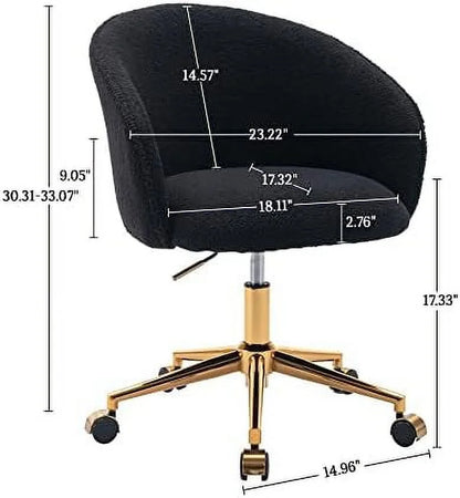 Modern Faux Fur Home Office Chair Height Adjustable, White Desk Chair Vanity Chair for Makeup Room, Rolling Desk Chairs with Wheels, Swivel Furry Cute Desk Chair for Teen Girls Women