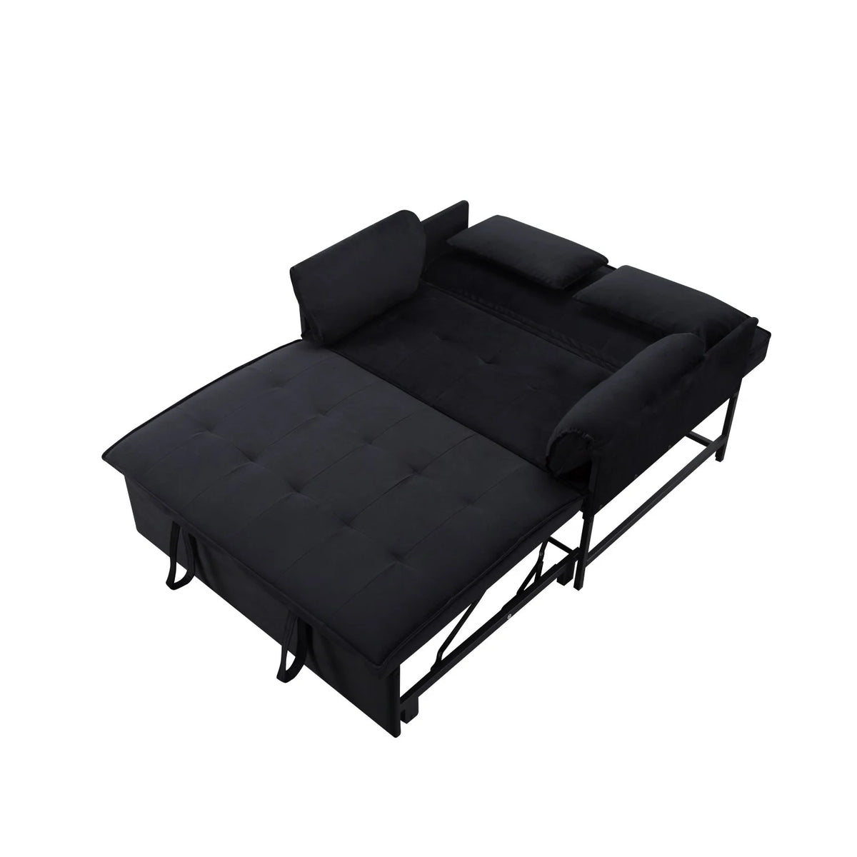 Gewnee 46" Velvet Sleeper Sofa Reclining Convertible Futon Couch Bed for Living Room, Guest & Small Spaces(Black)