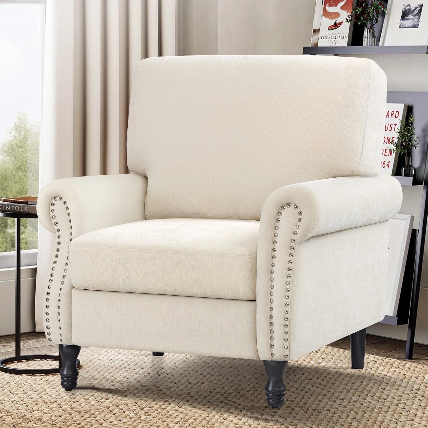 COOLHUT Modern Accent Chair Armchair, Linen Fabric Upholstered Comfy Single Sofa with Solid Wood Frame for Living Room, Gray