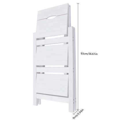 White 3-Tier Step Stool Solid Wood Folding Ladder Anti-Slip Step Stool