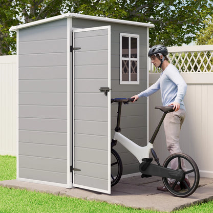 Lofka Resin Outdoor Storage Shed,5'x3' Storage Shed, Plastic Shed with Thick Resin Floor, Gray and White