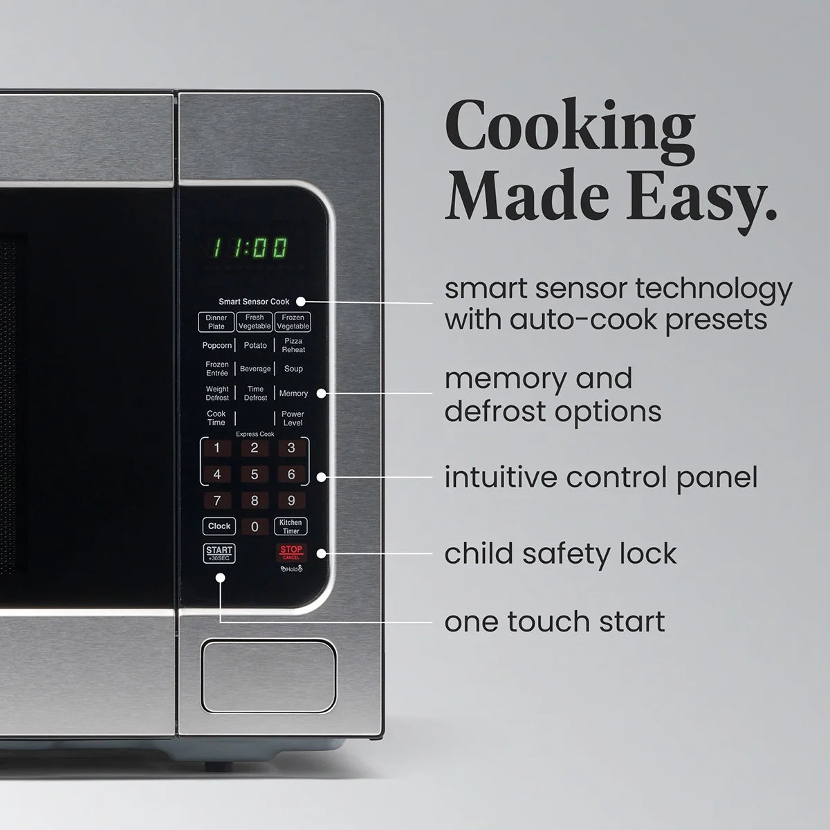 Farberware FMGZ09BKA 0.9 Cu. Ft. Microwave Oven, 900W, Digital Control, LED Display, 6 Cooking Presets, Black