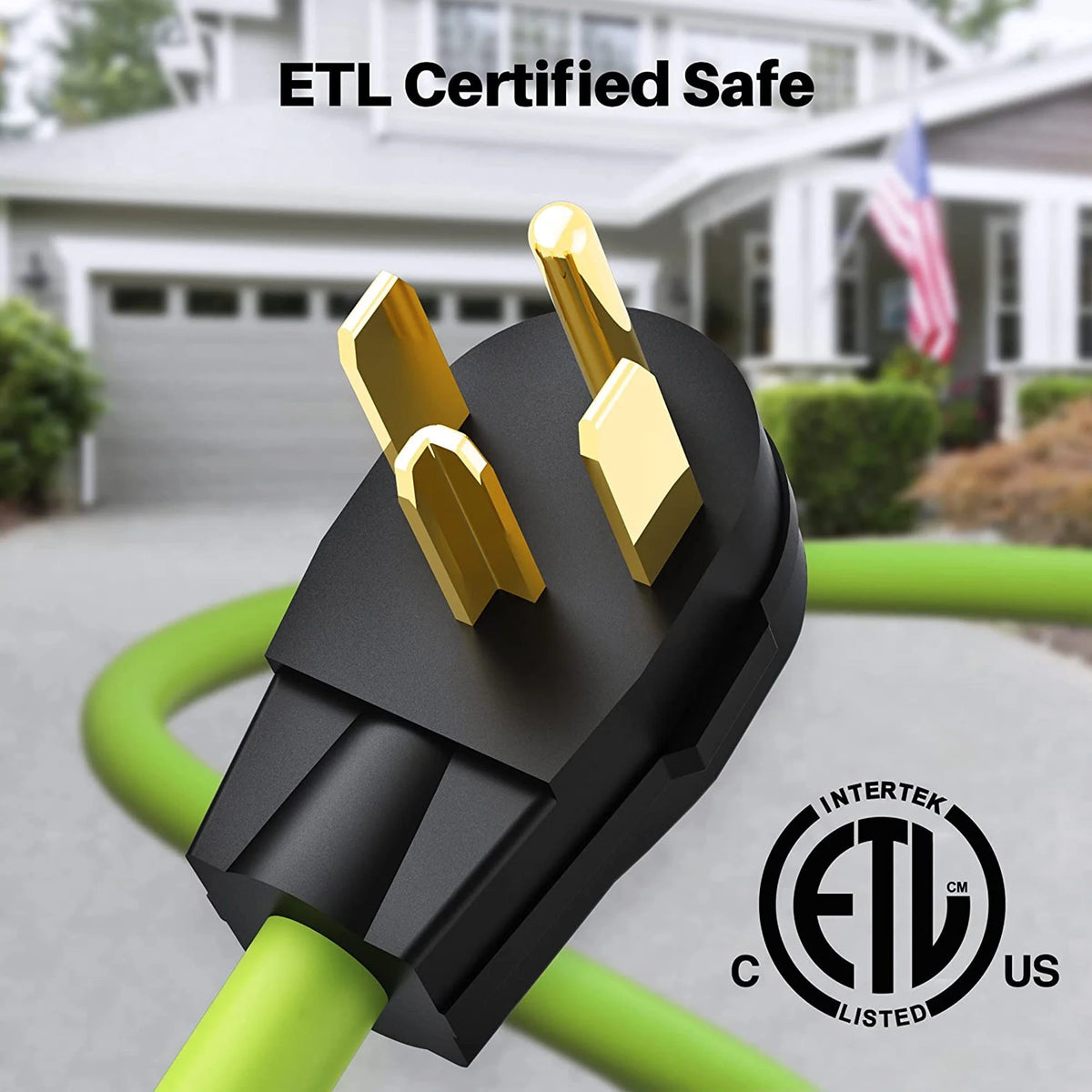 GearIT 125/250-Volt 4-Prong Male to Female 30 Amp Extension Cord for Dryer and Level 2 EV Charger, Green 50 ft.