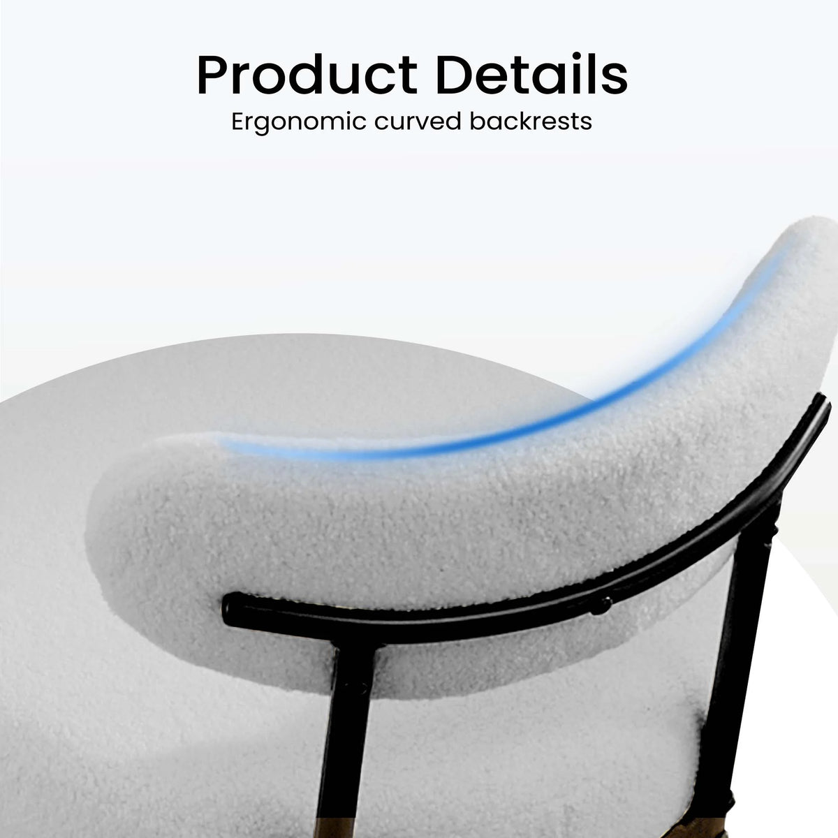 edx Upholstered Dining Chairs, Mid Century Modern Round Dining Room Chairs for Vanity For Living Room Set of 2, White