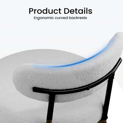 edx Upholstered Dining Chairs, Mid Century Modern Round Dining Room Chairs for Vanity For Living Room Set of 2, White