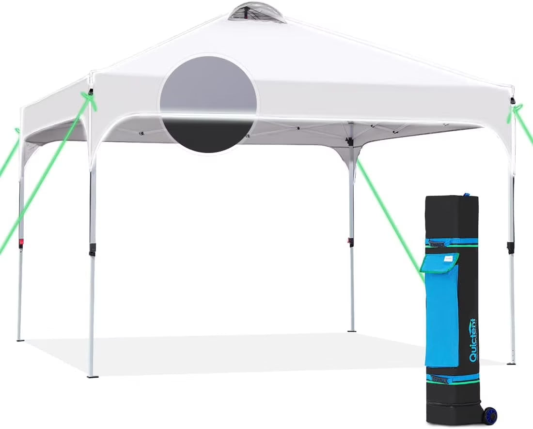Quictent 10x10 Pop up Canopy TentPortable Instant Shelter with Vent, Ez up Canopy with Reflective Top and Fluorescent Rope