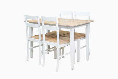 Mainstays 5-Piece Dining Set, 1 Table and 4 Chairs, White, MDF and Rubberwood, Indoor, 46" L x 29" W x 30" H Table