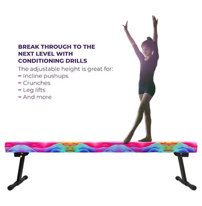 8FT Adjustable&Foldable Gymnastics Balance Beam,Home Gym Equipment,Easy Assembling and Storage,No Tool Require,for Kids Children Girls Training