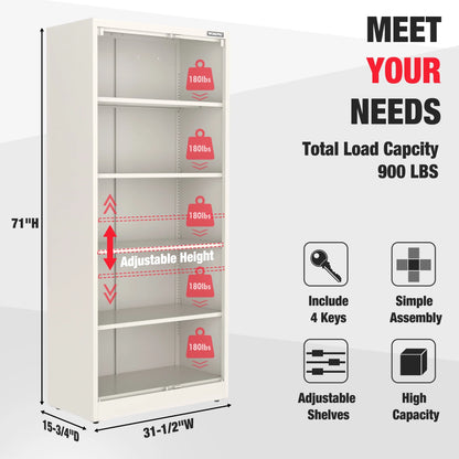 WORKPRO Metal Garage Storage Cabinet with Locking Doors and Adjustable Shelves,71 inches Tall Storage Cabinet for Tools, Office, Home, Shops (Black), Solid Packed